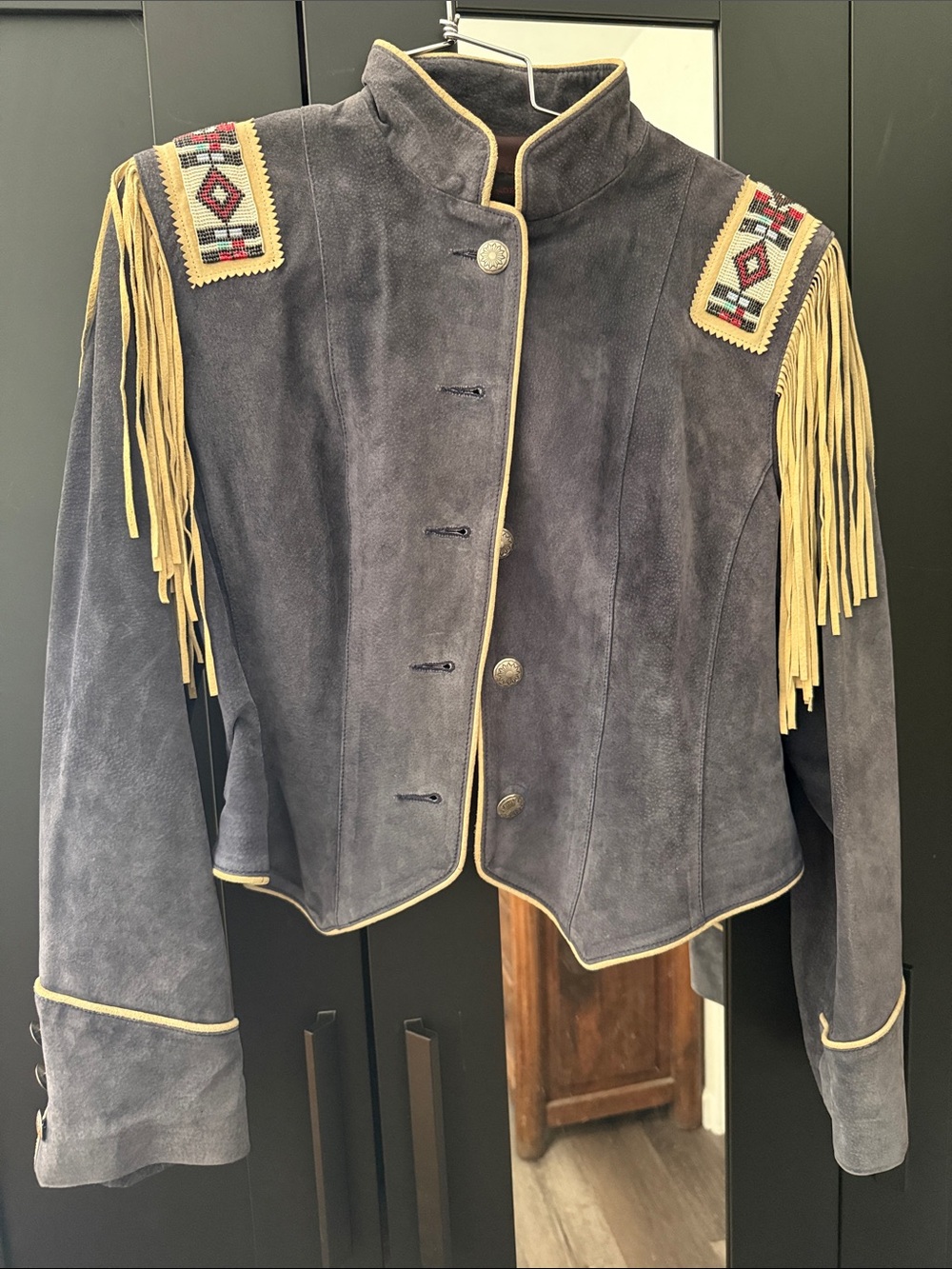 Vintage southwest leather jacket beadwork